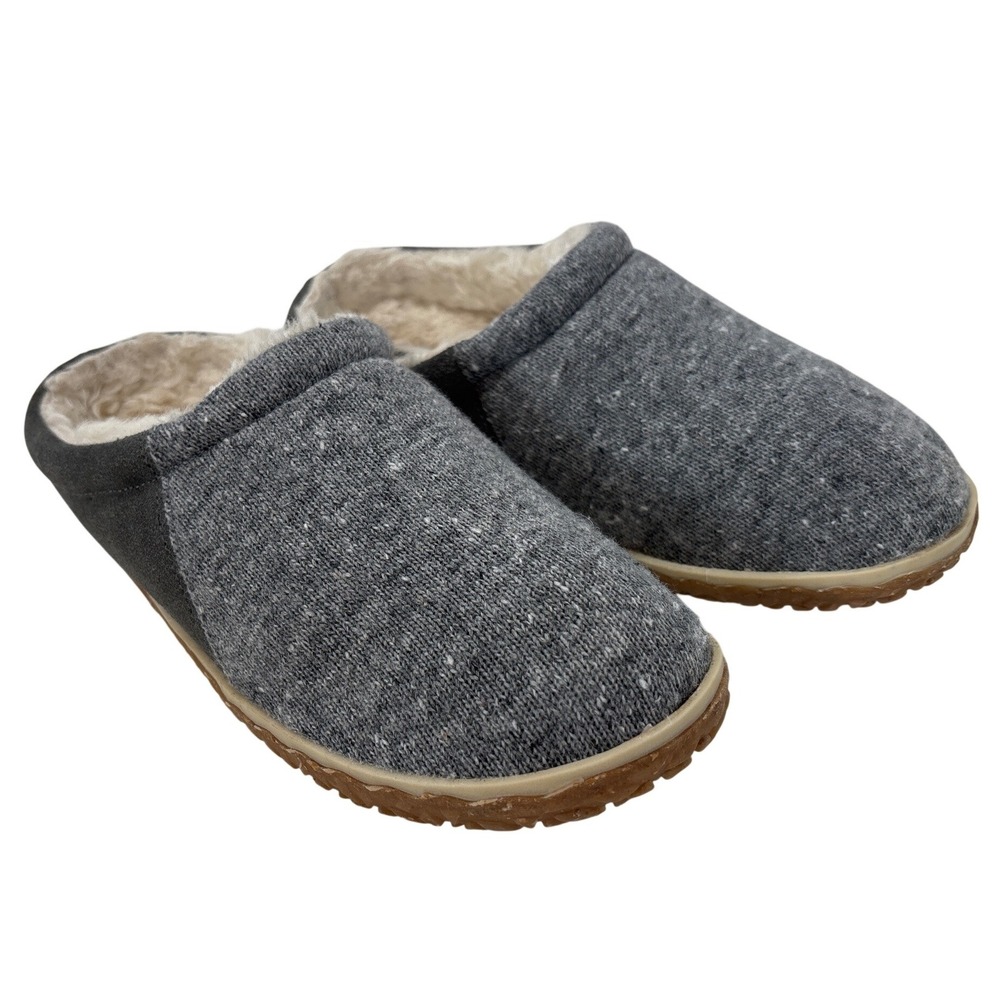 Minnetonka Tahoe Clog Slippers Womens Grey Marl Faux Fur Lined Mule 40135 Sz 7M